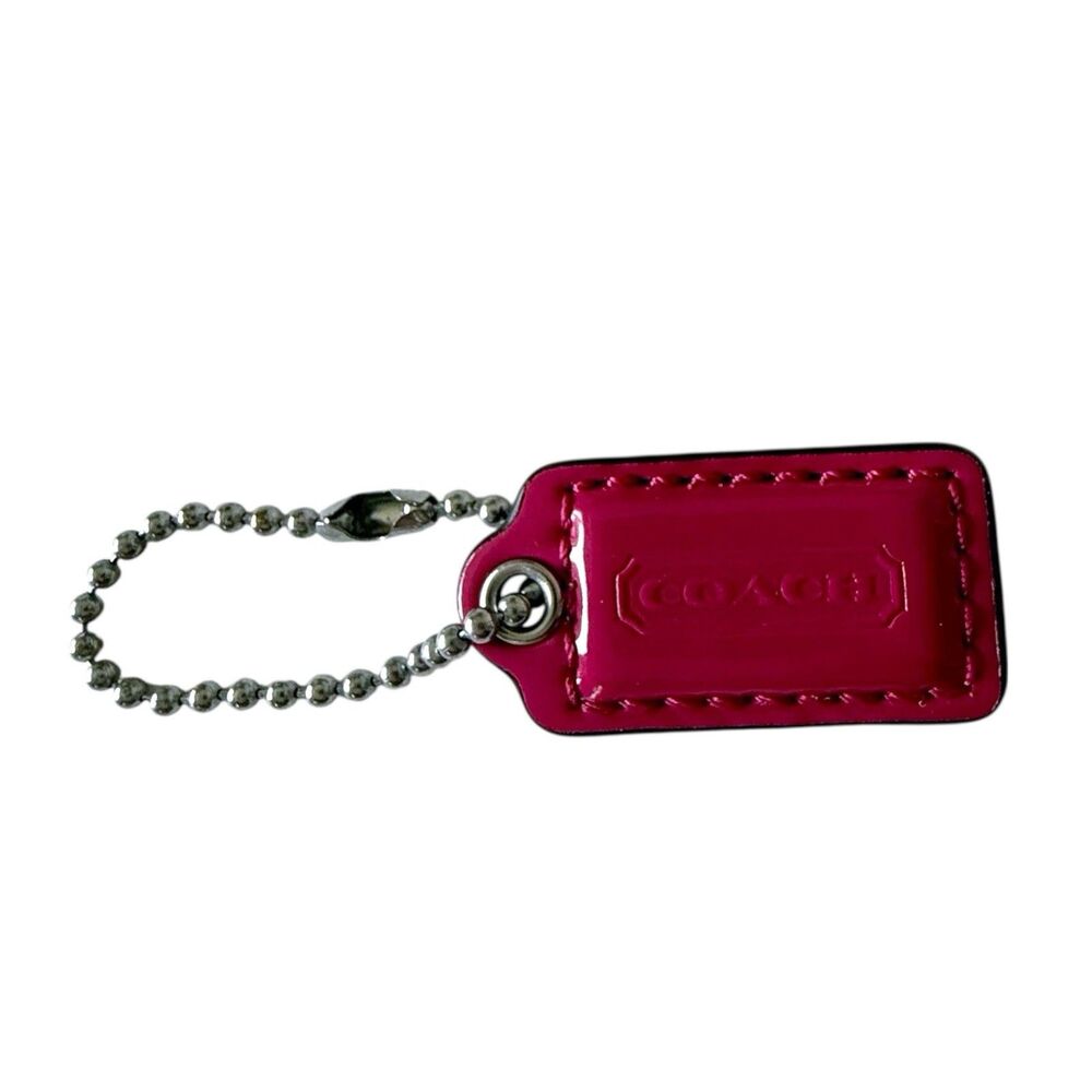 COACH Pink Patent Leather Purse Hang Tag Keychain Small / Mini Charm 1.5" X .75"